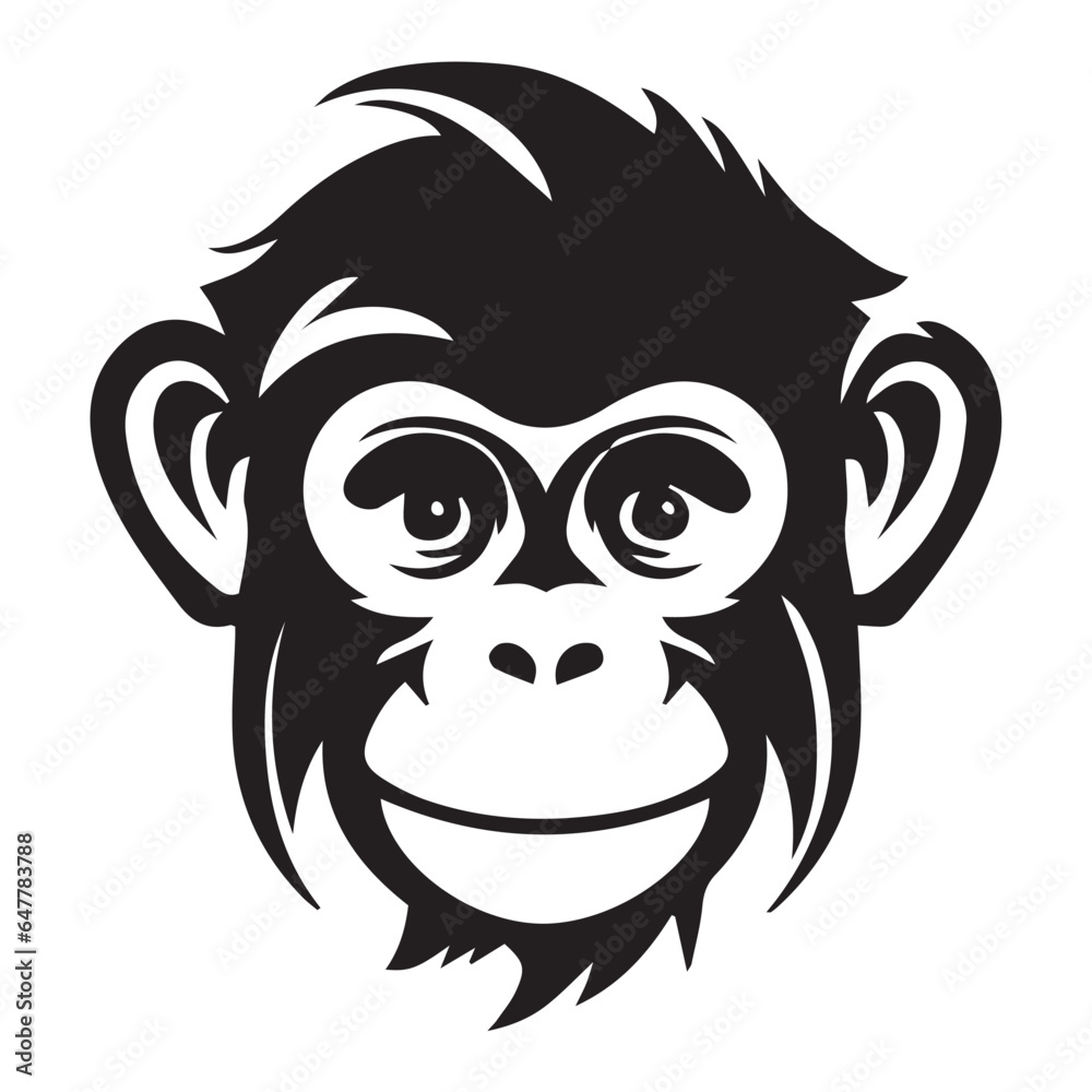 Monkey head vector illustration silhouette shape