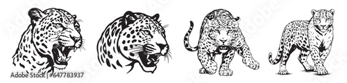 Cheetah Vector silhouette Simple Black illustration