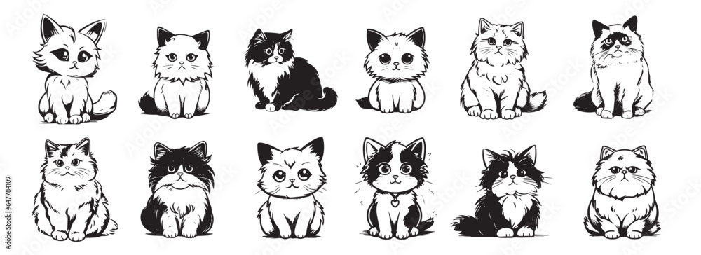 A little cute cats, shape vector illustration