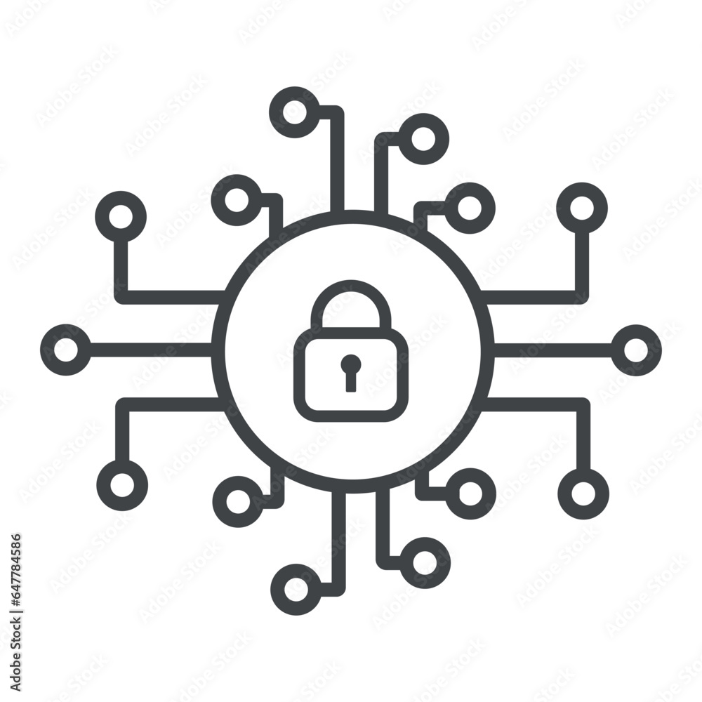 Cyber security icon, artificial intelligence keyhole icon vector, cyber security outline style vector illustration isolated on white background. Cyber security icon, artificial intelligence keyhole icon vector, cyber security outline style vector illustration isolated on white background.