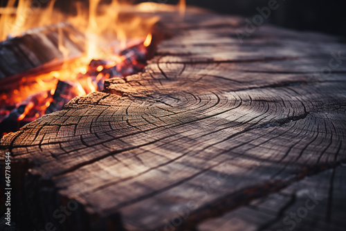 Close up of burning wood