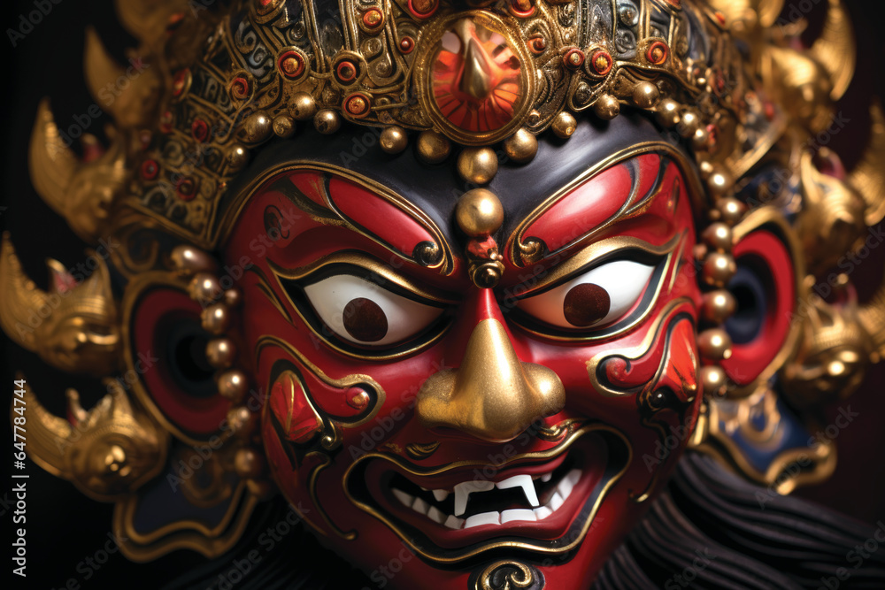Vibrant Tibetan Buddhist dancing ritual masks Vibrant Tibetan Buddhist dancing ritual masks
