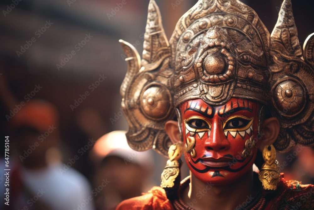 Vibrant Tibetan Buddhist dancing ritual masks