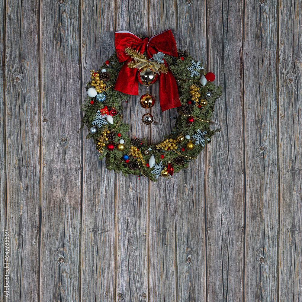 Festive Christmas wreath, decoration for the New Year