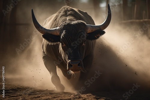 furious bull running