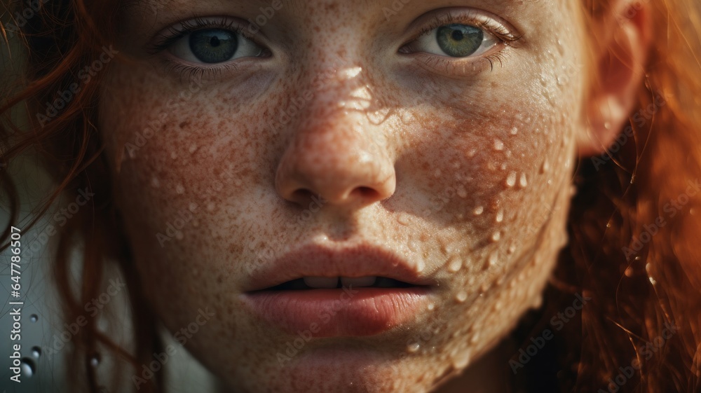 Freckled Beauty: Close-Up of a Woman