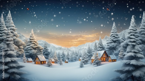 Happy new year theme with winter landscape
