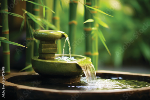 Zen garden with water fountain