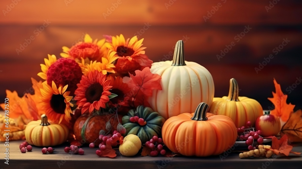 Bright background with beautiful thanksgiving decora Bright background with beautiful thanksgiving decora