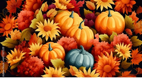 Bright background with beautiful thanksgiving decora
