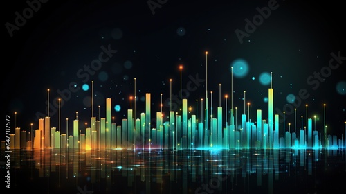 Blue stock market bar graph finance background. AI generated image