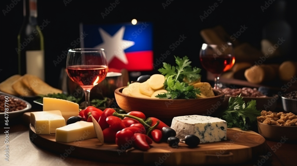 Chilean independence day table with tradition, generative ai