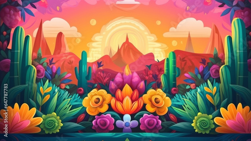 Flat design colorful mexican background theme © racesy