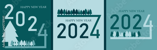 Creative concept of 2024 Happy New Year posters.Colorful and unique happy new year 2024 design.