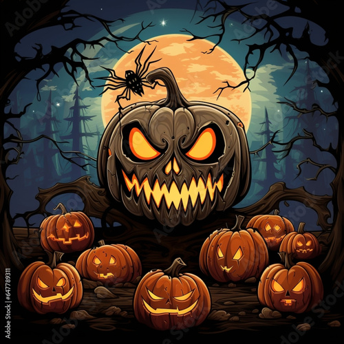 halloween pumpkin with bats