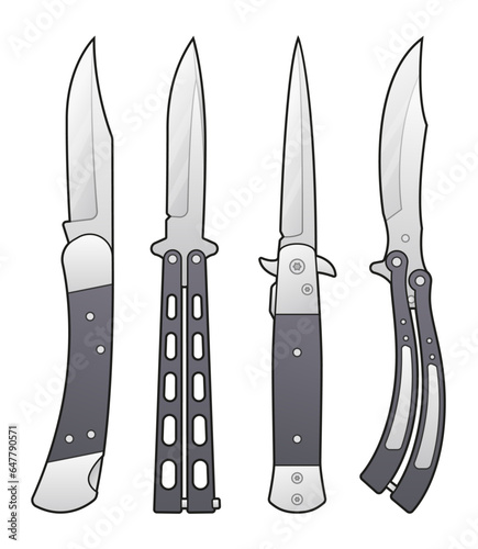 Vector illustration of combat knives set