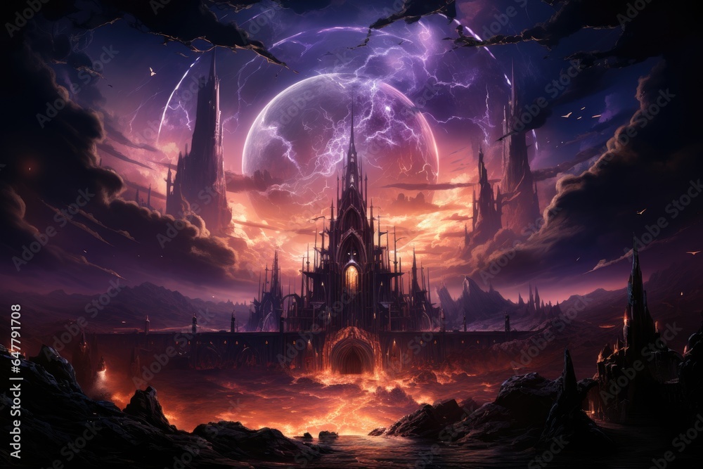 Fototapeta premium Demon Lord's Fortress in the Different World