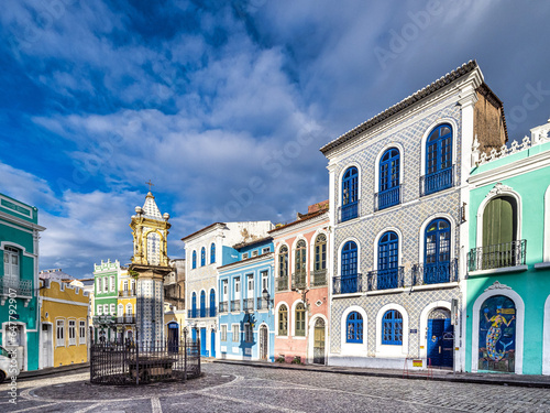 фотографія Colorful colonial houses at the historic district of Pelourinho in Salvador da Bahia, Brazil