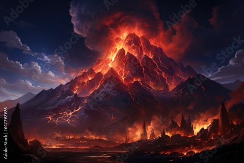 Visual Novel Background   Fiery Volcanic Landscape