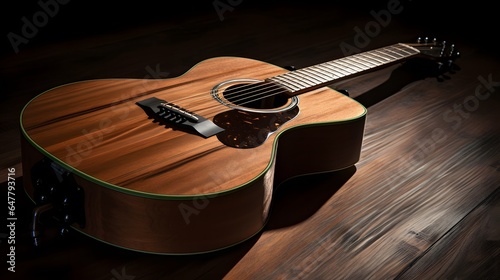 une guitare acoustique, généré par IA photo