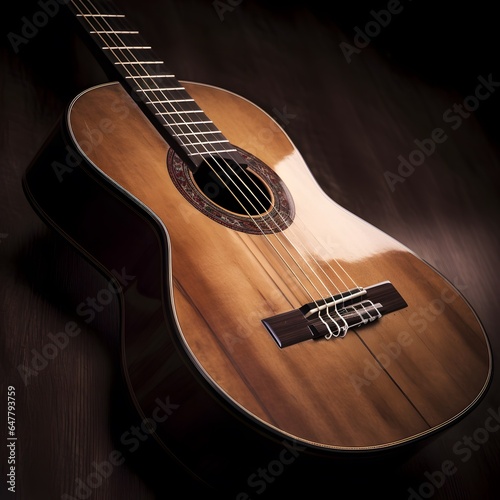 une guitare acoustique, généré par IA photo