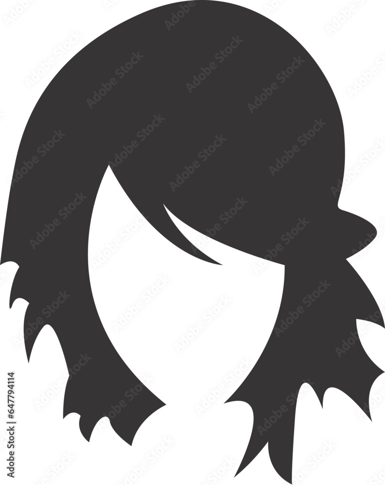 Fototapeta premium girl with hair icon large black transparent 
