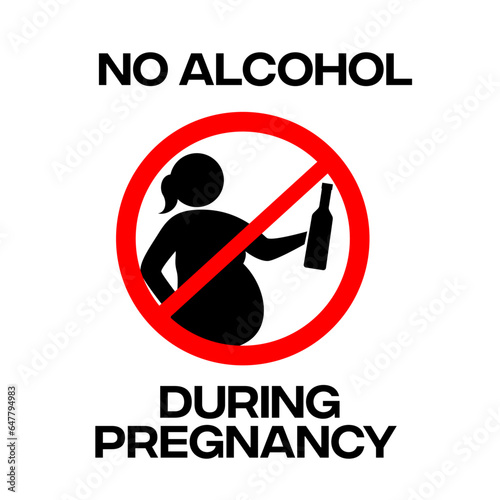 No alcohol pregnant women sign vector illustration, No alcohol during pregnancy symbol sign clip art stock vector image