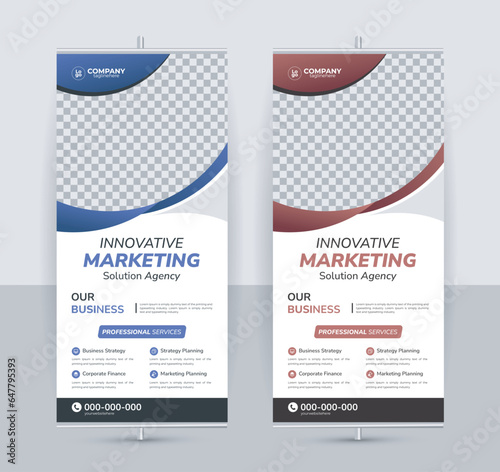 Modern creative corporate business standee x rollup pullup signage retractable banner with multiple trendy gradient colors design vector bundle template	