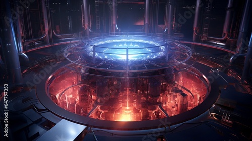 a controlled fusion plasma confinement system, representing the promise of clean and limitless energy sources photo