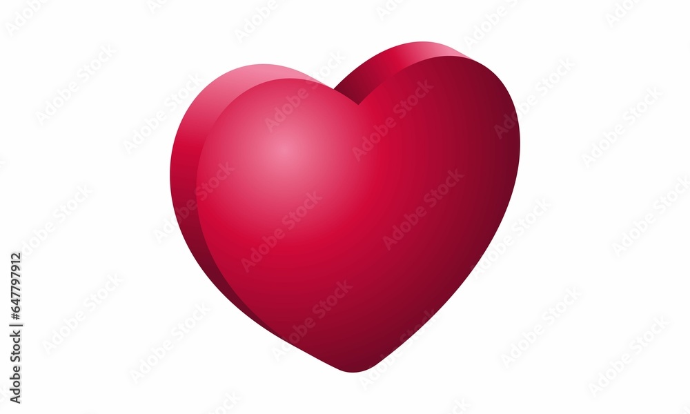 Red heart 3d design icon heart symbol love - Valentine concept 3d red heart.