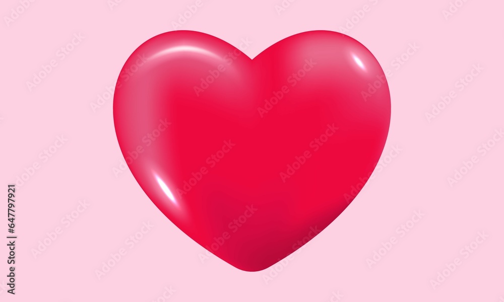Red heart 3d design icon heart symbol love - Valentine concept 3d red heart.