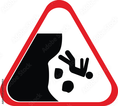 People falling from hill vector, danger sign 