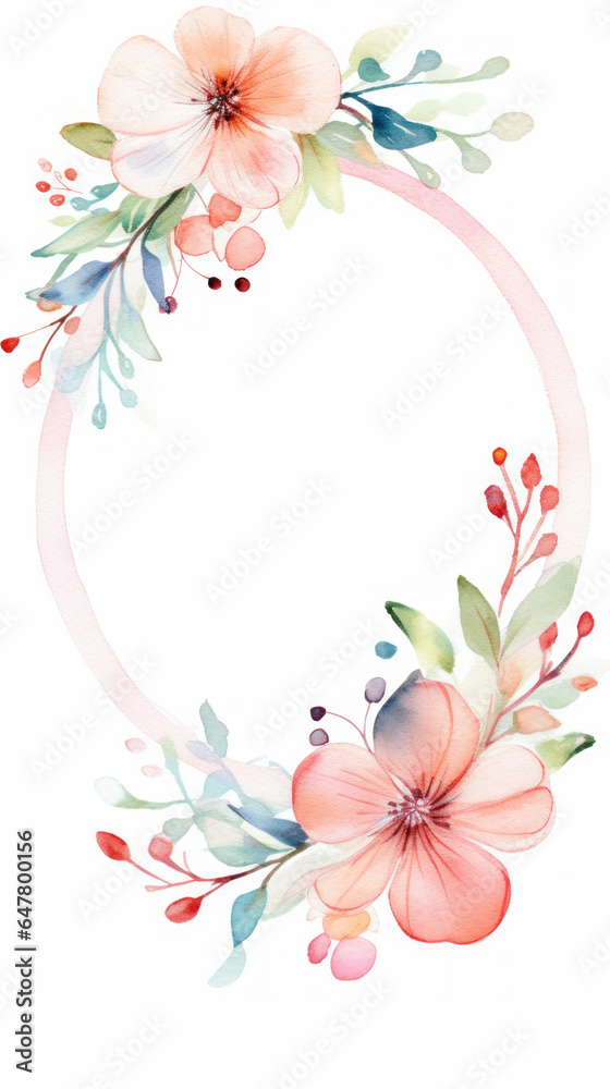 Fototapeta premium Floral Fairytale Awaits: An Uncharted Canvas Painted with Watercolor Magic, Inviting Your Wedding Invitation Story to Flourish