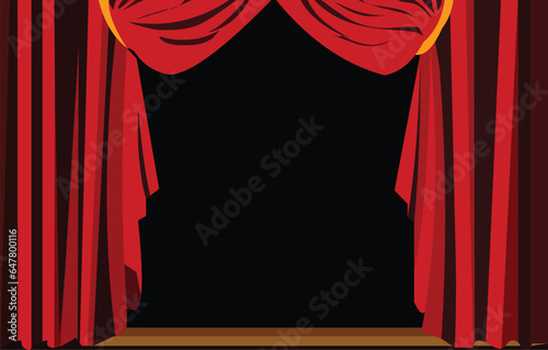 theater curtains, red stage curtains vector illustration