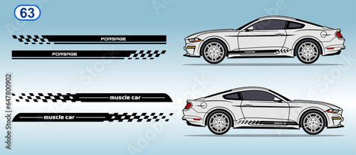 American muscle car side door sticker stripe design. Auto vinyl decal template. 
Suitable for print or cut (Silhouette, cricut cameo etc.)
Scaling without loss of quality for different car model.