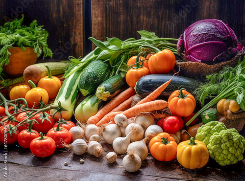 Verschiedene Sorten frisches Gemüse, Generative AI
