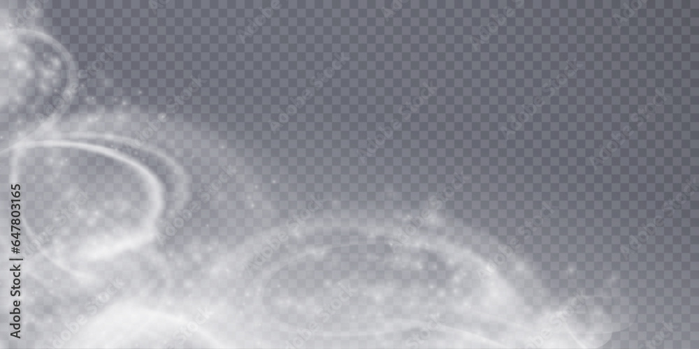 The effect of a fabulous magical winter snowstorm. Christmas snow background. Wind swirl with snowflakes and shimmering effects. Snow storm concept. Vector