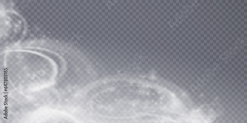 The effect of a fabulous magical winter snowstorm. Christmas snow background. Wind swirl with snowflakes and shimmering effects. Snow storm concept. Vector