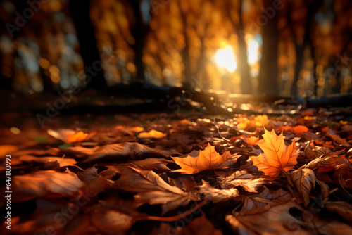 View of autumn forest at ground level with leaf litter © Carlos Cairo