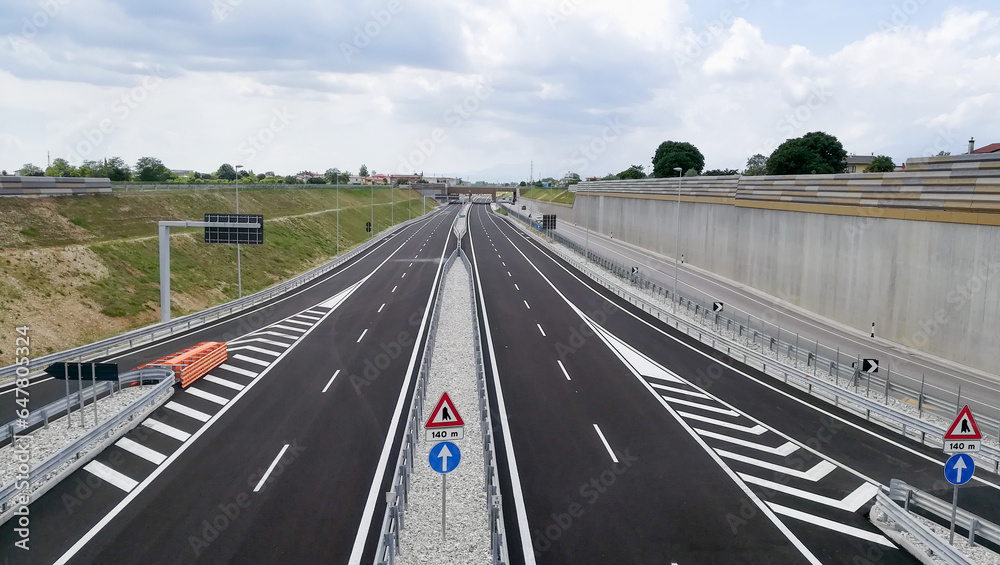 Empty new highway view. No traffic