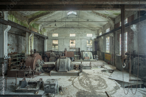 Old power plant with turbines photo