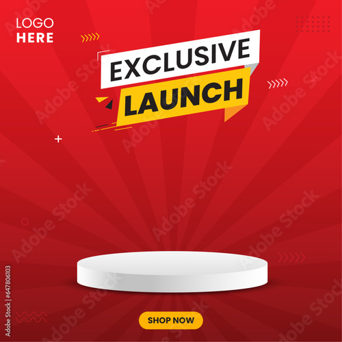 Exclusive Launch social media post with podium