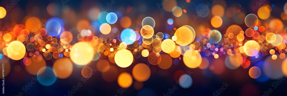 bokeh lights in various shapes and sizes, creating a dynamic and playful background.