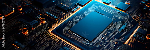 showcasing a close-up of a circuit board texture, highlighting the precision and complexity of microchips and connectors.