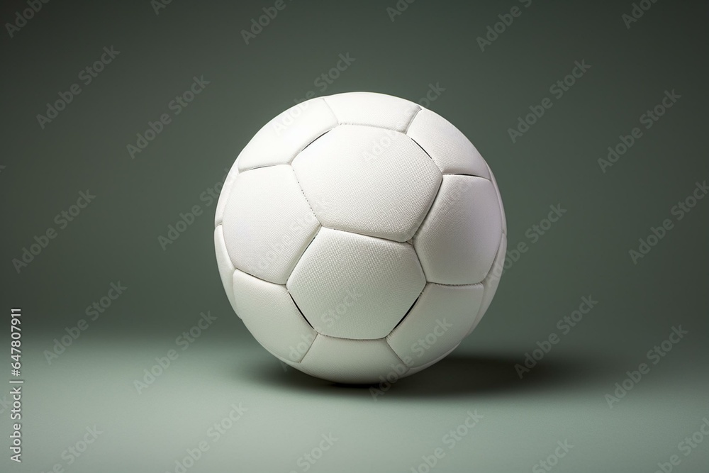 A white soccer ball on a solid studio backdrop. Generative AI