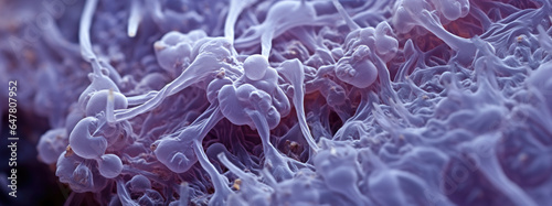 purple close-up view of a vibrant microorganism under a microscope, AI