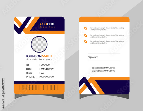 Modern unique professional and clean id card design template, Corporate company employee identity card template.