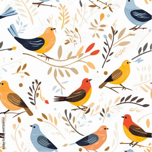 seamless pattern with group of birds