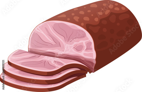 Ham or roast pork. Vector illustration on a white background.