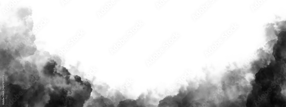 Obraz premium Black clouds. Clouds with transparent background of black color. Bottomless clouds. Clouds PNG. Cloud frames loose clouds and backgrounds with cloud textures with transparencies.